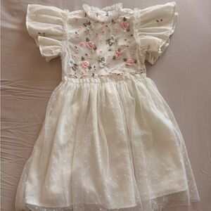 Ivy City Co Cream Floral Kids Dress